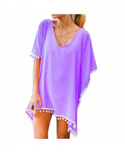 Solid Tassels Cover-ups Swimwear Women Chiffon Tassels Swimsuit Beach Loose Bikinis Cover Up Tops Swimdress Купальники Женски...