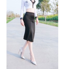 Sexy Ice Silk Summer Women's Skirt Thin Sheer See Transparent Stretch Skirt Tights Bodycon Female A Line Long Skirts Lift But...