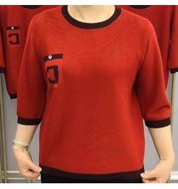 Office Lady 3/4 Sleeve T-Shirt Tops Solid Color Casual Elegant All-match Summer O-neck Loose Plus Size Knitting Women Clothin...