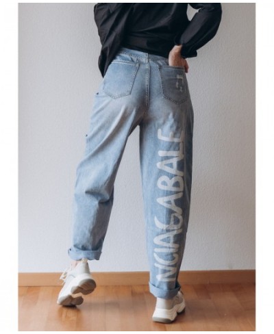 High Waist Straight Ripped Jeans Women 2023 New Blue Denim Trousers Korean Fashion Streetwear Loose Pants $50.48 - Jeans