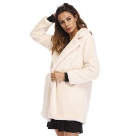 European American new fashion elegant women long loose wool soft rabbit hair faux fur coat 3XL 4XL white pink yellow black re...