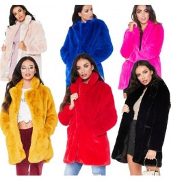 European American new fashion elegant women long loose wool soft rabbit hair faux fur coat 3XL 4XL white pink yellow black re...