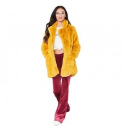 European American new fashion elegant women long loose wool soft rabbit hair faux fur coat 3XL 4XL white pink yellow black re...