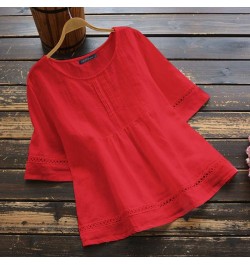 Oversized 2023 Women Summer Blouse Vintage Pleated A-line Tops Casual Solid Hollow Out Tunic Female Loose Blusa Femme 1 $33.3...