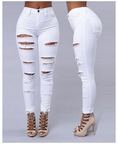 Zipper Fly Ladder Cutout Ripped Skinny Jeans Women Sexy Hole Hollow Out Sexy Skinny Spring Summer Solid Color Denim Pants Jea...