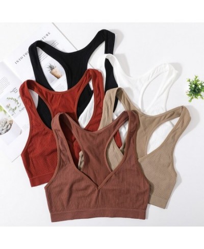 Women Tank Top Seamless Lingerie Sexy Bras Top Streetwear Crop Sports Backless Camisole Fashion Crop Top V Neck Underwear $13...