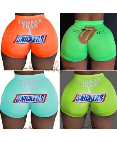 2023 Womens Shorts Thicker Than A Snickers Print Shorts Summer Casual High Waist Sexy Short Pants Outdoor $22.88 - Bottoms