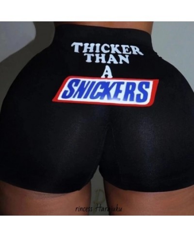 2023 Womens Shorts Thicker Than A Snickers Print Shorts Summer Casual High Waist Sexy Short Pants Outdoor $22.88 - Bottoms