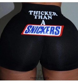 2023 Womens Shorts Thicker Than A Snickers Print Shorts Summer Casual High Waist Sexy Short Pants Outdoor $22.88 - Bottoms