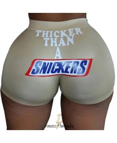 2023 Womens Shorts Thicker Than A Snickers Print Shorts Summer Casual High Waist Sexy Short Pants Outdoor $22.88 - Bottoms