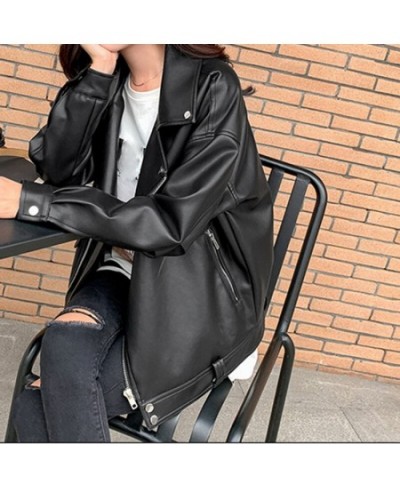 Jacket Faux Leather Women Casual PU Loose Motorcycle Jackets Female Streetwear Oversized Coat Korean Chic Winter Thick Qualit...