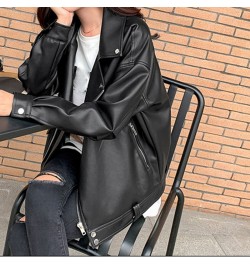 Jacket Faux Leather Women Casual PU Loose Motorcycle Jackets Female Streetwear Oversized Coat Korean Chic Winter Thick Qualit...