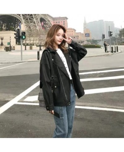 Jacket Faux Leather Women Casual PU Loose Motorcycle Jackets Female Streetwear Oversized Coat Korean Chic Winter Thick Qualit...