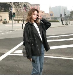 Jacket Faux Leather Women Casual PU Loose Motorcycle Jackets Female Streetwear Oversized Coat Korean Chic Winter Thick Qualit...