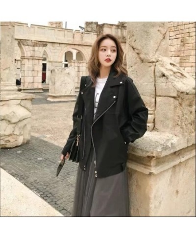 Jacket Faux Leather Women Casual PU Loose Motorcycle Jackets Female Streetwear Oversized Coat Korean Chic Winter Thick Qualit...