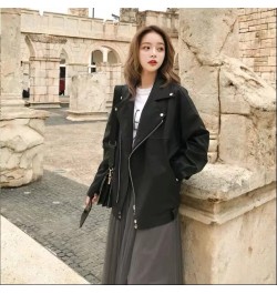 Jacket Faux Leather Women Casual PU Loose Motorcycle Jackets Female Streetwear Oversized Coat Korean Chic Winter Thick Qualit...