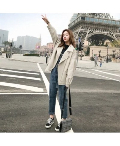 Jacket Faux Leather Women Casual PU Loose Motorcycle Jackets Female Streetwear Oversized Coat Korean Chic Winter Thick Qualit...