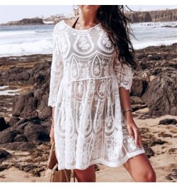 Saida De Praia Longa Coverups for Women Tunic Beach Cover Up Dress Solid Luxo Feminino 2022 Swimsuit Cover ups Lace Cover-up ...