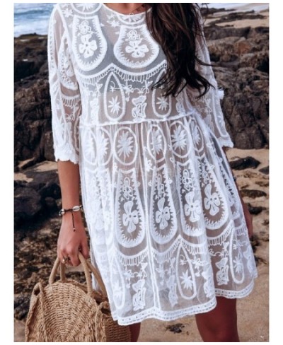 Saida De Praia Longa Coverups for Women Tunic Beach Cover Up Dress Solid Luxo Feminino 2022 Swimsuit Cover ups Lace Cover-up ...