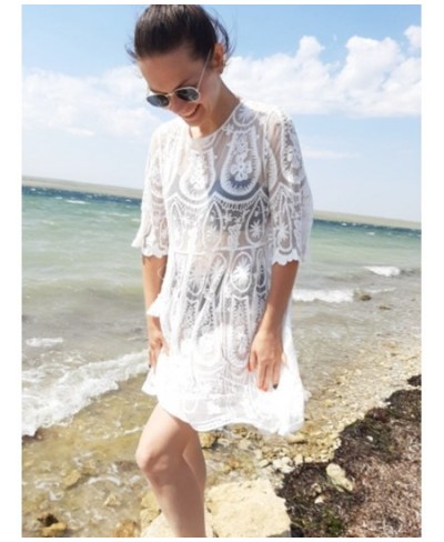 Saida De Praia Longa Coverups for Women Tunic Beach Cover Up Dress Solid Luxo Feminino 2022 Swimsuit Cover ups Lace Cover-up ...