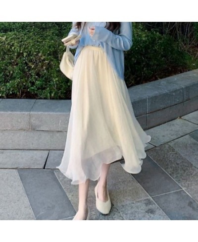 2023 Fairycore Long Skirt for Women Girl Mid-long Vintage Tulle Clothes Elegant Office Ladies Spring Summer Birthday Clothing...