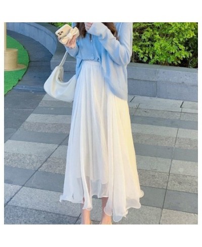 2023 Fairycore Long Skirt for Women Girl Mid-long Vintage Tulle Clothes Elegant Office Ladies Spring Summer Birthday Clothing...