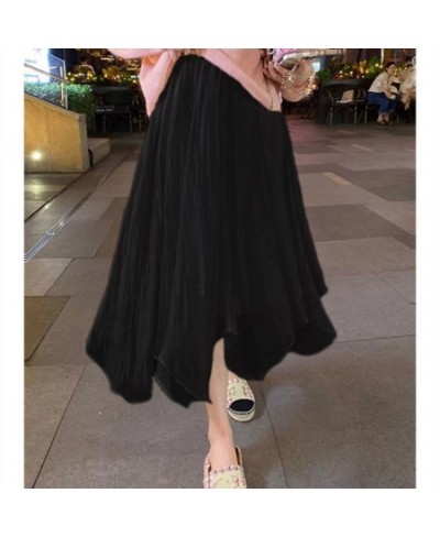 2023 Fairycore Long Skirt for Women Girl Mid-long Vintage Tulle Clothes Elegant Office Ladies Spring Summer Birthday Clothing...