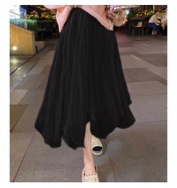 2023 Fairycore Long Skirt for Women Girl Mid-long Vintage Tulle Clothes Elegant Office Ladies Spring Summer Birthday Clothing...