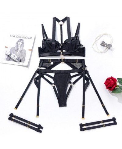 Women's Sexy Lingerie New Summer Thin Halter Underwire Bra Garter Leg Ring Thong Fashion Temptation Erotic Underwear Set $32....