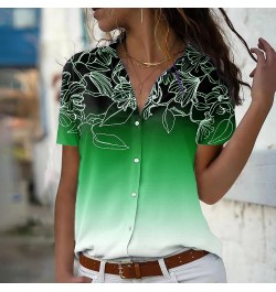 Summer Spring Everyday Retro Loose Size Short SleeveStreet Trend Blouse Women Sexy V-neck New Design Printing Button Shirt $2...