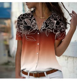 Summer Spring Everyday Retro Loose Size Short SleeveStreet Trend Blouse Women Sexy V-neck New Design Printing Button Shirt $2...