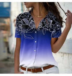 Summer Spring Everyday Retro Loose Size Short SleeveStreet Trend Blouse Women Sexy V-neck New Design Printing Button Shirt $2...