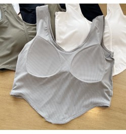 Korean Fashion Sports Tank Top Solid Color Sleeveless Sexy Women Cami with Built In Bra Omighty Camisole Female $24.90 - Tops...