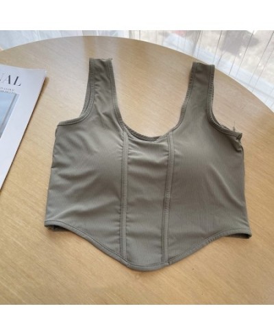 Korean Fashion Sports Tank Top Solid Color Sleeveless Sexy Women Cami with Built In Bra Omighty Camisole Female $24.90 - Tops...