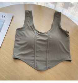 Korean Fashion Sports Tank Top Solid Color Sleeveless Sexy Women Cami with Built In Bra Omighty Camisole Female $24.90 - Tops...