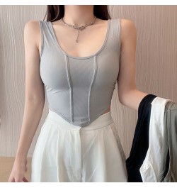 Korean Fashion Sports Tank Top Solid Color Sleeveless Sexy Women Cami with Built In Bra Omighty Camisole Female $24.90 - Tops...