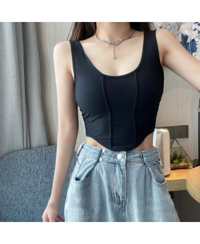 Korean Fashion Sports Tank Top Solid Color Sleeveless Sexy Women Cami with Built In Bra Omighty Camisole Female $24.90 - Tops...