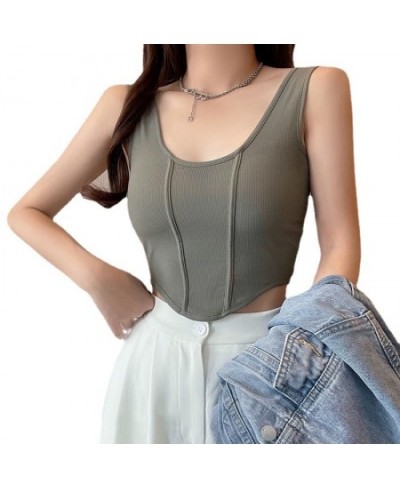 Korean Fashion Sports Tank Top Solid Color Sleeveless Sexy Women Cami with Built In Bra Omighty Camisole Female $24.90 - Tops...