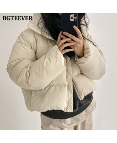 Chic Winter Turtleneck Thicken Warm Women Down Jacket Full Sleeve Zippers Loose Casual Cotton Padded Female Parkas 2023 $84.6...