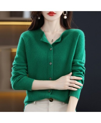 2023 First-Line Ready-To-Wear 100% Pure Wool Cardigan Coat Women's Autumn And Winter Cashmere Sweater With Loose Knitted Top ...