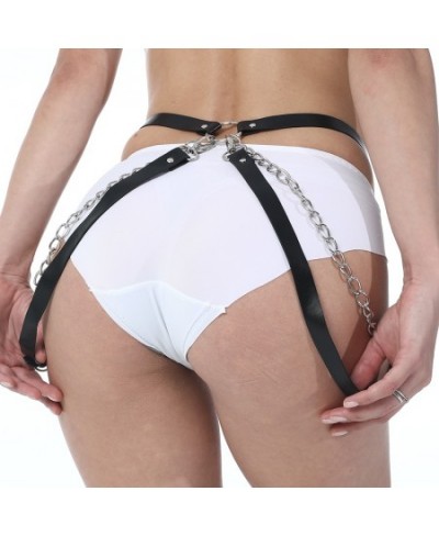 Erotic Women Leather Belt With Chain Sexy Garter Belt Lingerie Body Waist Buttocks Bondage Thigh Fetish Suspender Cage $28.98...