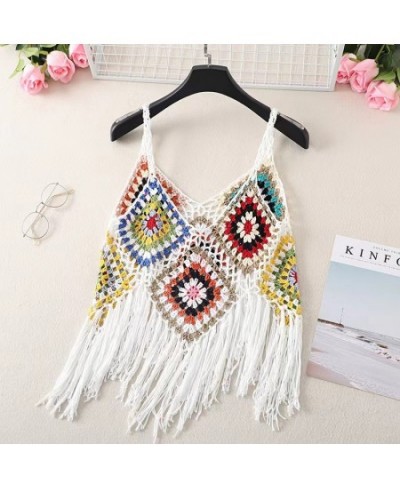 Chic Asymmetrical Knitted Tassel Tanks and Camis Bohemia Sexy Off Shoulder Bustier 2022 Summer Women Clothes Random Color Blo...