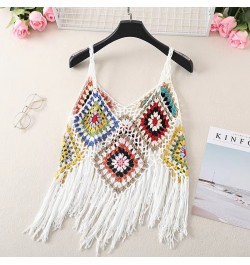 Chic Asymmetrical Knitted Tassel Tanks and Camis Bohemia Sexy Off Shoulder Bustier 2022 Summer Women Clothes Random Color Blo...