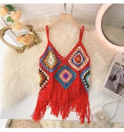 Chic Asymmetrical Knitted Tassel Tanks and Camis Bohemia Sexy Off Shoulder Bustier 2022 Summer Women Clothes Random Color Blo...