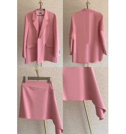 Female Two Piece Sets Mujer Oversized Double Breasted Blazer Coat And Asymmetric Mini Skirt $59.77 - Suits & Sets