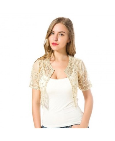 Women Basic Coat 2022 Summer Style Women Perspective Shawl Fashion Hollow Out Lace Boleros Short Sleeve Coats Jackets Female ...