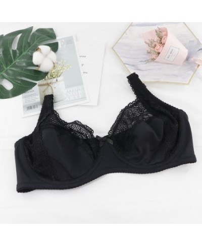 Plus Size 36D-46F Women Sexy Bra Unlined Push Up Bras Thin Cup Floral Lace Emboridery Bh with 3 Hook and Eye $18.43 - Underwear