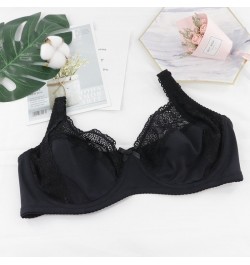 Plus Size 36D-46F Women Sexy Bra Unlined Push Up Bras Thin Cup Floral Lace Emboridery Bh with 3 Hook and Eye $18.43 - Underwear