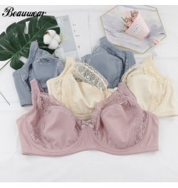 Plus Size 36D-46F Women Sexy Bra Unlined Push Up Bras Thin Cup Floral Lace Emboridery Bh with 3 Hook and Eye $18.43 - Underwear