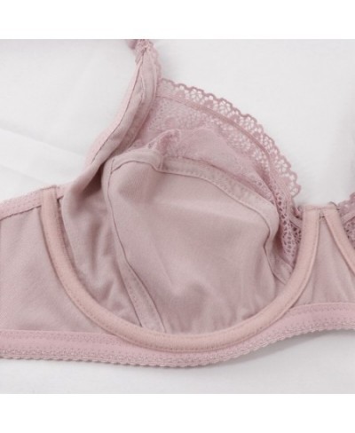 Plus Size 36D-46F Women Sexy Bra Unlined Push Up Bras Thin Cup Floral Lace Emboridery Bh with 3 Hook and Eye $18.43 - Underwear